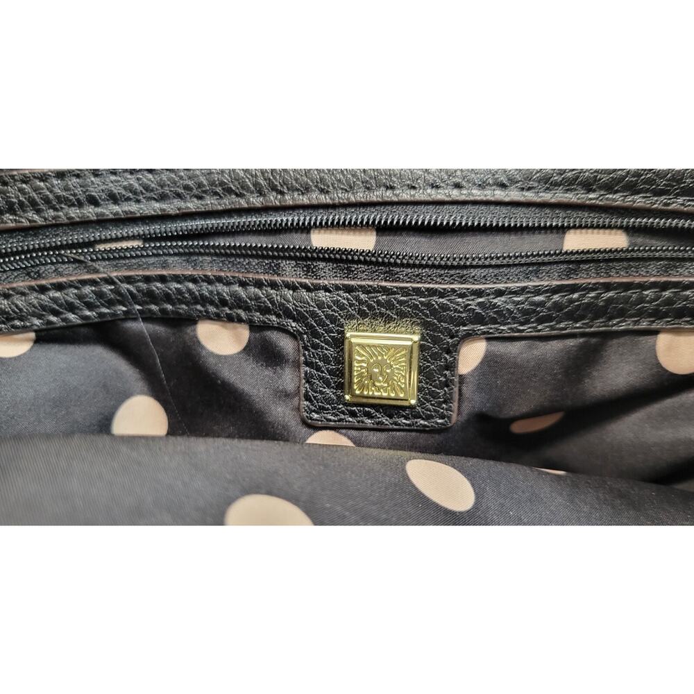 *Z1) Anne Klein Black Faux Pebble Leather Shoulder Tote Hand Bag Purse - Picture 13 of 16